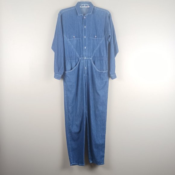 Calvin Klein Sport| Vintage Chambray Soft Denim Jumpsuit Size Petite - Picture 1 of 5